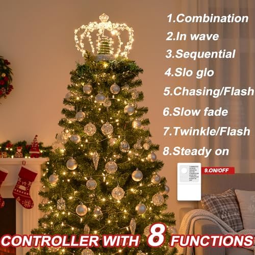 PEIDUO Christmas Crown Tree Topper, Light up Tree Topper Lighted Toppers - Image 4