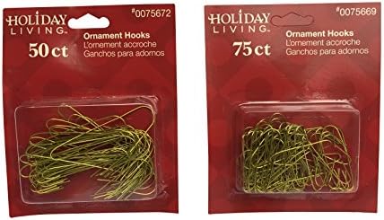 Brass Colored Ornament Hooks Bundle: 1 Package of 50 Large Brass Hooks, 1 Package of 75 Small Brass Hooks (Total of 125)-- Great for Craft Projects, Flower Arranging, Decorating, and More! by Unknown