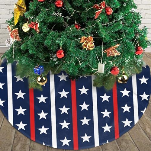 Patriotic Traditional Christmas Tree Skirt 48" for Xmas Halloween New Year Holiday Party Home Tree Mat Decor Ornaments Decoration - Image 4