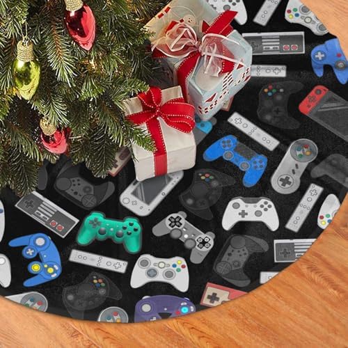 Video Game Controller Background Halloween Christmas Tree Skirt 36 Inch - Image 3