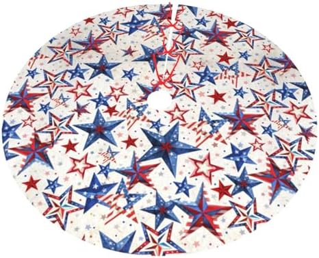 American Patriotic Tree Skirt with 3 Red Ties for Memorial Day 4th of July Halloween Decorations Ornaments Decorations Holiday Party Indoor 30" - Image 6