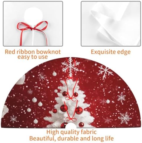 Christmas Tree Skirt Red Christmas Tree Ball Xmas Soft Polyester Holiday Tree Base Cover, Decorative Xmas Tree Mat 48 Inch for Home, School, Office - Image 3