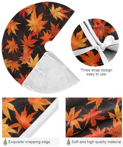 Yellow Maple Leaf 48 Inch Christmas Tree Skirt, Soft Xmas Tree Mat for Party Decoration Holiday Decor Christmas Decorations Indoor Outdoor - Image 2