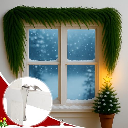 Gisafai 24 Pcs Christmas Garland Hangers for Door Frame Metal S Hooks Christmas Hanging Holders Molding Clips for Xmas Window Mantel Shelf Door Frame Wreath Light Strings Decoration(Silver) - Image 3