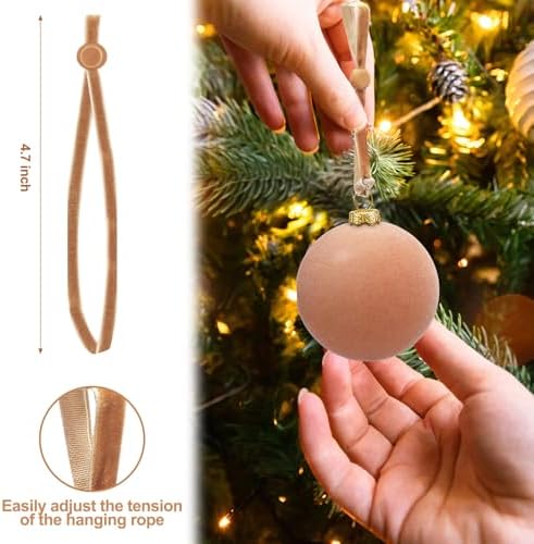 Daifunli 100 Pcs Christmas Velvet Ornament Strings Adjustable Ornament Hooks Non Slip Hangers Hooks Tree for Christmas Tree Decorations(Gold) - Image 3