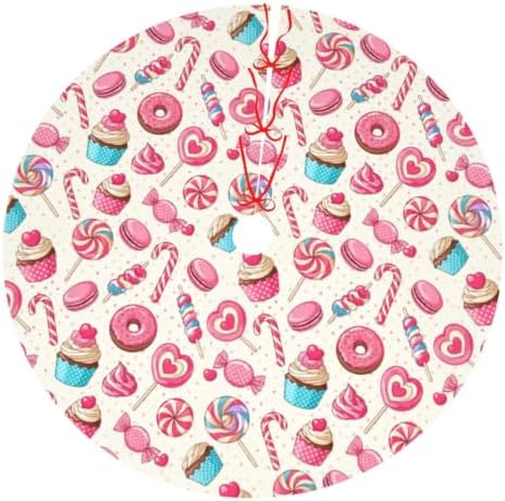 Christmas Lollipop Cupcake Donut Candy Tree Skirt Xmas Tree Mat Holiday Party Home Decor 48 Inch by Unknown