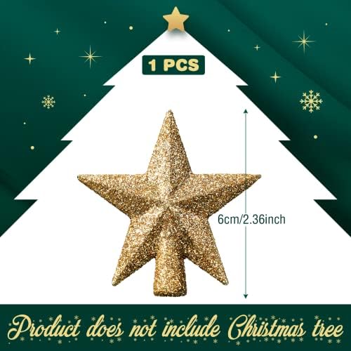 Hanaive Christmas Tree Topper Mini Star Small, Gold, 2.36 Inch, Glitter - Image 2