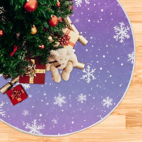 Snowflakes Purple Christmas Tree Skirt Small Xmas Tree Skirts Decorations 36 in Burlap Tree Mat Cover for 4 ft Trees Holiday Party - Image 5