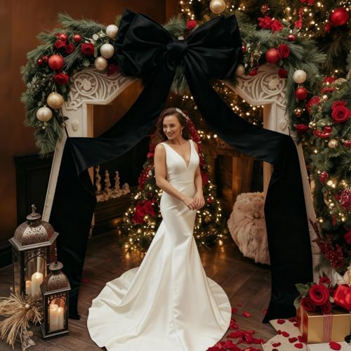 Giant Black Bow Decor 75x19 Inch Christmas Tree Topper Decoration Big Bows for Room Home Coquette Room Decorations Wall Backdrop Ribbon Tie for Wedding Christmas Birthday Party Baby Shower - Image 3