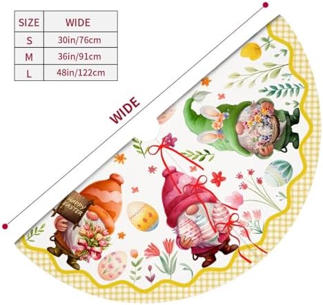 Easter Gnome Tree Skirt 36 Inch Cute Gnome Egg Decor Christmas Tree Skirt Xmas Ornament for Home Holiday Party Decoration Indoor Outdoor - Image 3