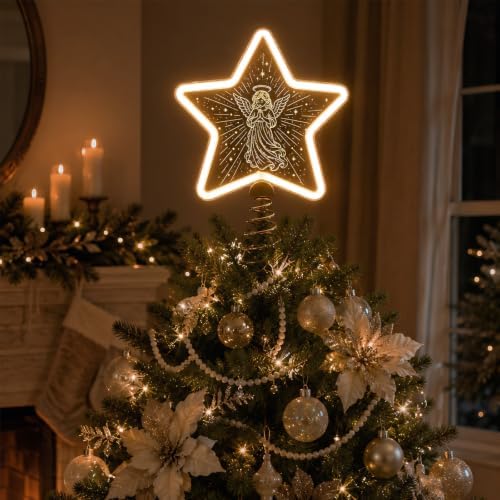 Christmas Angel Tree Topper, Warm White LED Light, USB or Battery Operated - Image 5