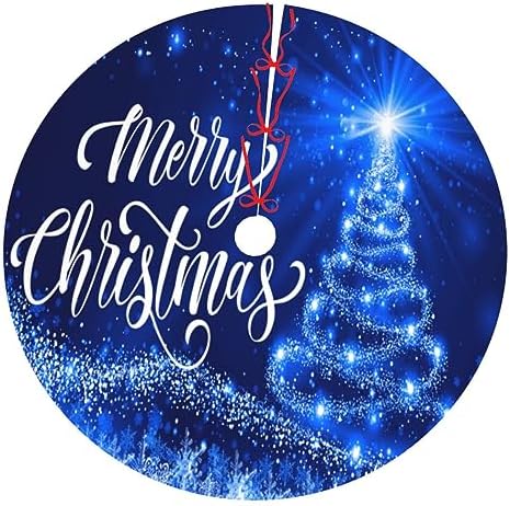 Christmas Tree Skirt Merry Christmas Blue Snow Tree 48 Inch for Xmas New Year Nightmare Before Christmas Decorations Lobby Home by DADABULIU