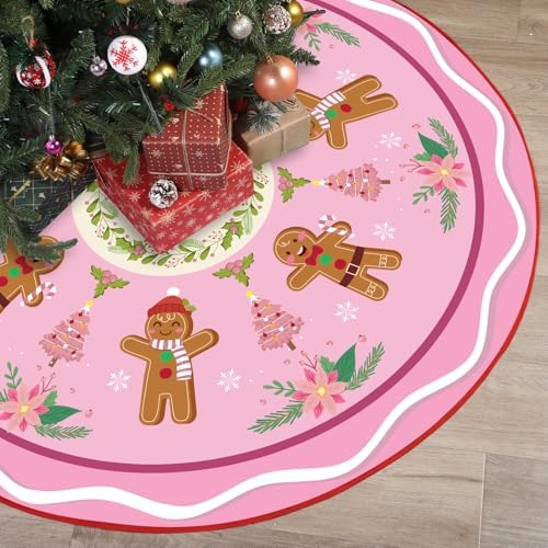 Blosssound Christmas Tree Skirt,36 Inch,Gingerbread,Pink by Blosssound