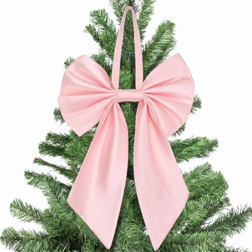 Janinka Pink Christmas Tree Topper Bow 22" Big,Polyester by Janinka