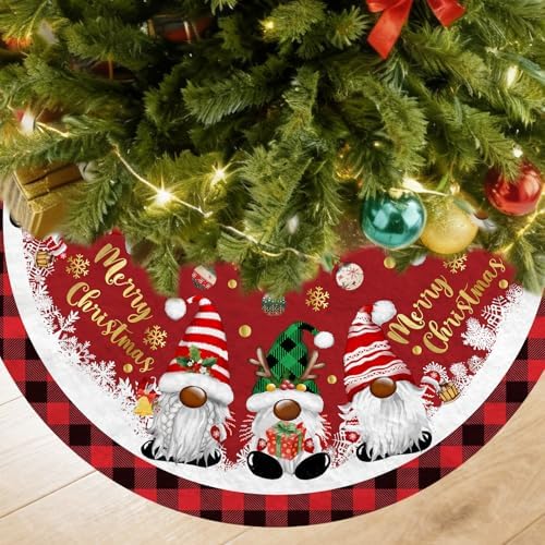 Christmas Tree Skirt, Gnomes Tree Skirts 48 Inch, Christmas Trees Decoration, Xmas Decor Mat for Indoor Outdoor, Xmas Skirts, Gnomes Holiday Decoration by Fiwbnasz