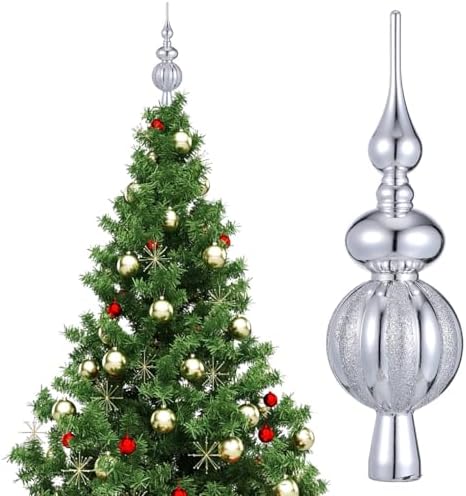 BESPORTBLE Vintage Christmas Tree Topper - 9 Inch Plastic Finial, Hand-Painted Glitter Treetop Decoration for Xmas Holiday & New Year, Shiny Tree Toppers by BESPORTBLE