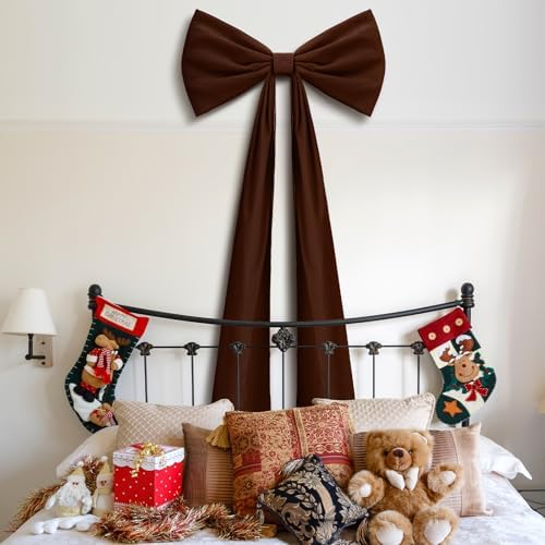 Knitgrip 1 Pack 20x71 in Christmas Large Velvet Bows, Chocolate Brown - Image 3