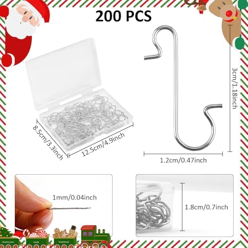Silver Ornament Hangers - 200 Pack Christmas Tree Decorating Hooks - Image 3