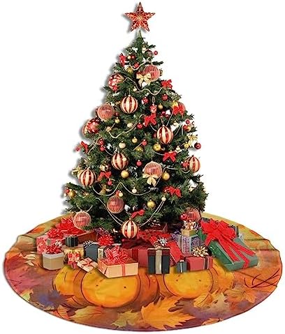 Fall Pumpkins Maple Thanksgiving Christmas Tree Skirts 48", Xmas Tree Cloth Mats Trees Skirts for Decor Gift, Home Decoration - Image 5