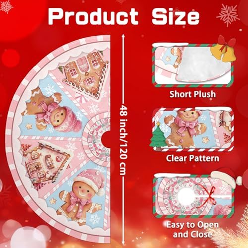 Pink Christmas 48in Tree Skirt, Christmas Tree Decor - Image 5