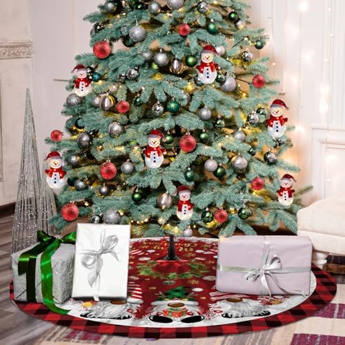 Christmas Tree Skirt, Gnomes Tree Skirts 48 Inch, Christmas Trees Decoration, Xmas Decor Mat for Indoor Outdoor, Xmas Skirts, Gnomes Holiday Decoration - Image 4