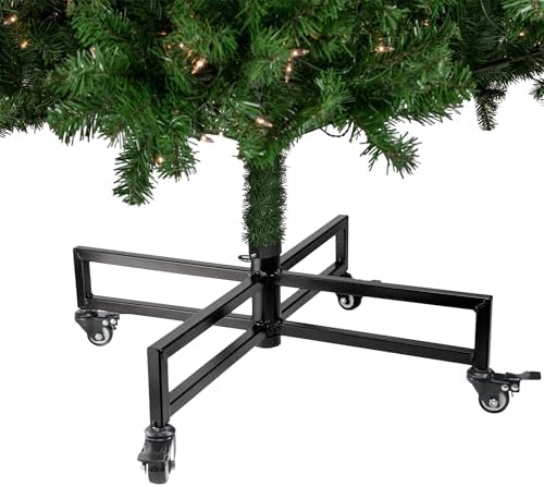 Black Metal Rolling Artificial Christmas Tree Stand - for 6' - 9' Trees - Image 4