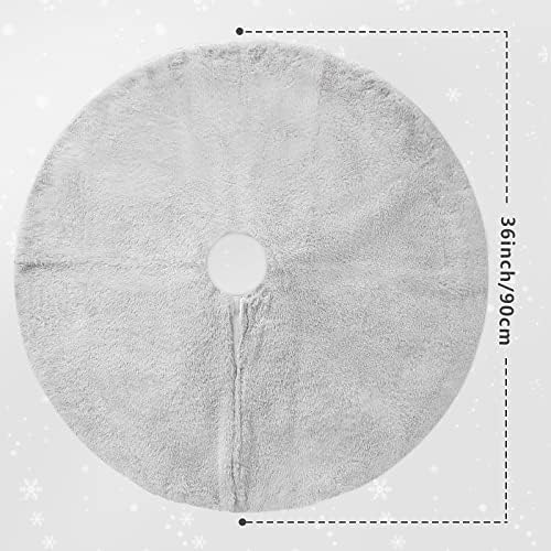 Christmas Tree Skirt 36 inch Light Grey Faux Fur Soft Fluffy Ornaments Xmas Tree Skirts for Xmas Tree Ornaments and Party Holiday Decorations - Image 4