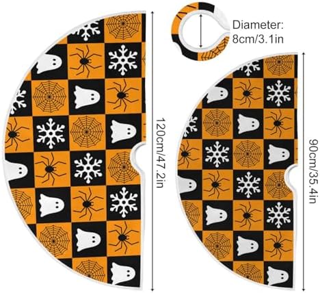 Halloween Ghost Snowflake Spider Web Christmas Tree Skirt Small Xmas Tree Skirts Decorations 36 in Burlap Tree Mat Cover for 4 ft Trees Holiday Party - Image 4