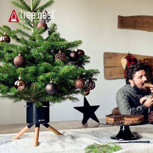 Tree Nest Christmas Tree Stand Base for 3ft 4ft 5ft Modern Tabletop Christmas for Real Small Tree Mini Christmas Tree Holder for Xmas Tree Decoration Black - Image 6