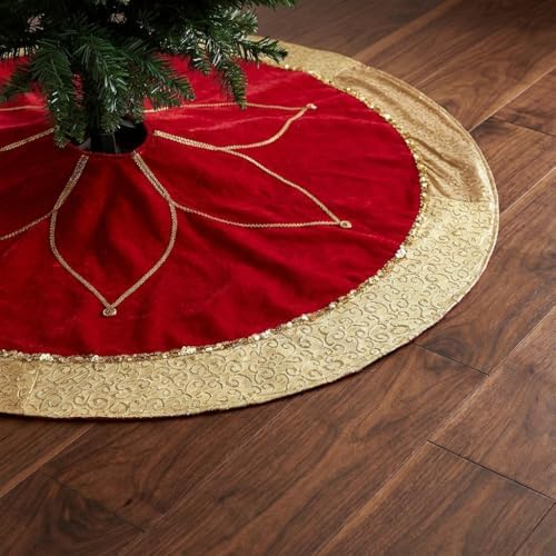 Valery Madelyn 36 Inch Red Gold Christmas Tree Skirt for Tree Decorations by ValeryMadelyn
