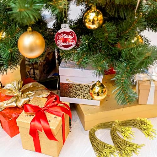 Christmas Hooks for Ornaments, 200 PCS Gold Christmas Ornament String Ribbon Hangers with Snap Hanging Ropes Hooks Cords Locking Xmas Holiday Tree Decorations Toddler Proof Adjustable Pendant - Image 2