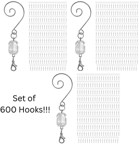 Christmas Ornament Hooks Clear Acrylic Hangers with Silver Wire, Pack of 600, 3 Inch Ornament Hangers for Christmas Tree Decorations, Holiday Baubles, Keepsake Ornaments, Party & Seasonal Displays - Image 6