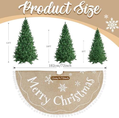 AerWo 72 inch Extra Large Christmas Tree Skirt, Rustic Burlap Tree Skirt Vintage Xmas Cover for Christmas Party Mat Indoor Outdoor Fall Holiday Family Winter Farmhouse Decorations - Image 2