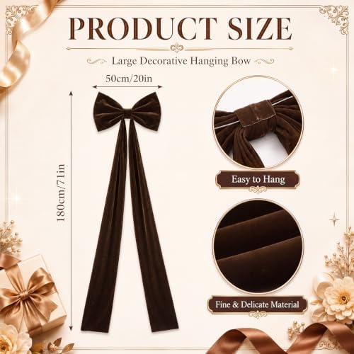 Knitgrip 2 Pack 20x71 in Christmas Large Velvet Bows, Chocolate Brown - Image 2