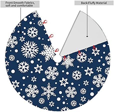 Christmas Tree Skirt 30 Inch Snowflakes White Blue Holiday Decorations for Festive Party Indoor Outdoor Xmas Ornaments - Image 2