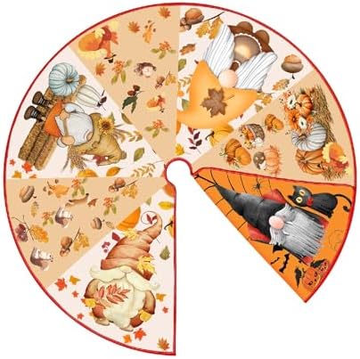 15 Inch Mini Halloween Tree Skirt Fall Thanksgiving Day Tree Skirt Small Reversible Double Sided Print Mat Holiday Party Supplies for Home Tabletop Christmas Tree Decoration by Sozize