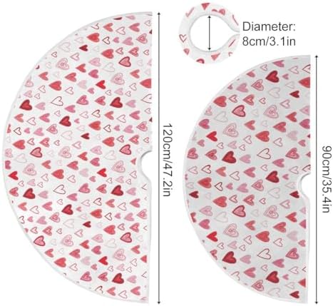 SUABO Valentine's Day Love Hearts 48 Inch Christmas Tree Skirt, Soft Xmas Tree Mat for Party Decoration Holiday Decor Christmas Decorations Indoor Outdoor - Image 3