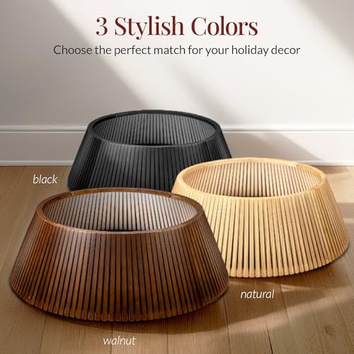 Best Choice Products Christmas Tree Collar, Solid Wood Slatted Tree Skirt Holiday Accessory for Home - Natural - Image 6