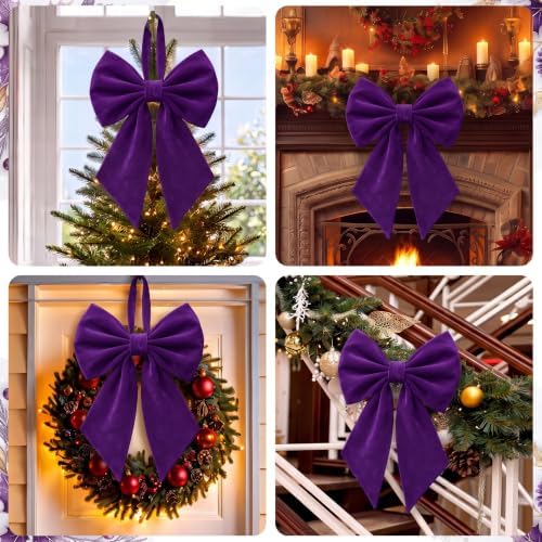 Janinka Purple Christmas Tree Topper Bow 22" Big,Velvet - Image 6