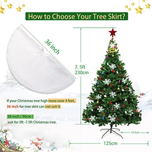 Christmas Tree Skirt White 36 inch Small Tree Skirt Faux Fur Skirt Tree - Image 3