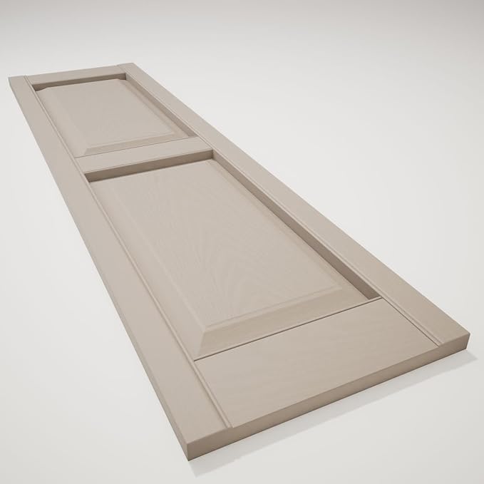 Ekena Millwork Lifetime Vinyl LP2S12X05500CL Standard Two Equal Panel Vinyls, Raised Panel Vinyl Shutters, w/Installation Shutter-Lok's & Matching Screws (Per Pair), 12"W x 55"H, Clay