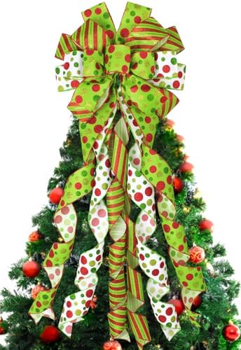 Wninbu Christmas Tree Topper, 44x13 Inches Large Bows for Christmas Tree by Wninbu