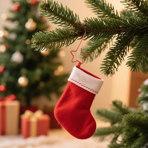 100 PCS Red Ornament Hooks(2 Inch) for Christmas Tree Home Party Decorations Metal Star Ornament Hangers Anchors Xmas Stocking Small Ornaments Ball Bulb Hangings Hooks Pins Clips Decor Indoor Outdoor - Image 5