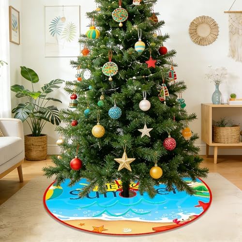 36 Inch Summer Tree Skirt Reversible 4th of July American Flag Day Decorations, Double Sided Print Mat Christmas Tree for Holiday Party (Summer/Independence Day) - Image 4