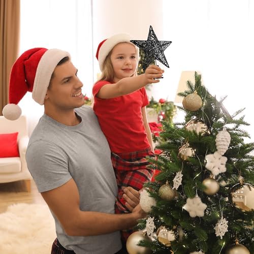 URATOT Glittered Christmas Tree Topper Metal Christmas Treetop Hallow Wire Star Topper for Christmas Home Decoration (8 inches, Black) - Image 6