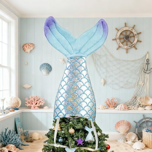 10In Blue Mermaid Tail Summer Tree Topper Fish Tail Tree Topper by Eyourlife
