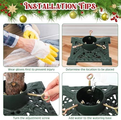 Huwena Christmas Tree Stands, Green, 11.42''x11.42''x3.74'', Elegant - Image 4