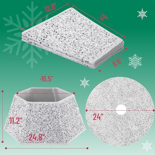 Mr. Pen- Silver Sequin Christmas Tree Skirt and Tree Collar - Image 2