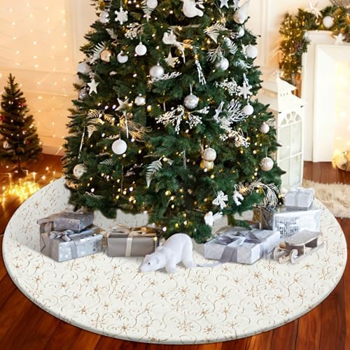 Libima Faux Fur Christmas Tree Skirt, White, 72 Inch by Libima