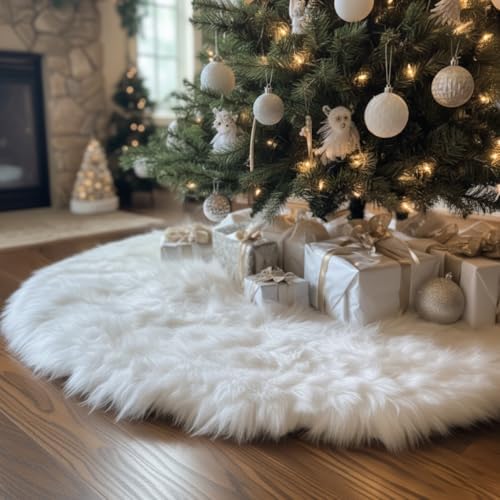 36 Inch Christmas Tree Plush Skirt Decoration for Merry Christmas Party Faux Fur Christmas Tree Skirt Decorations by AISENO